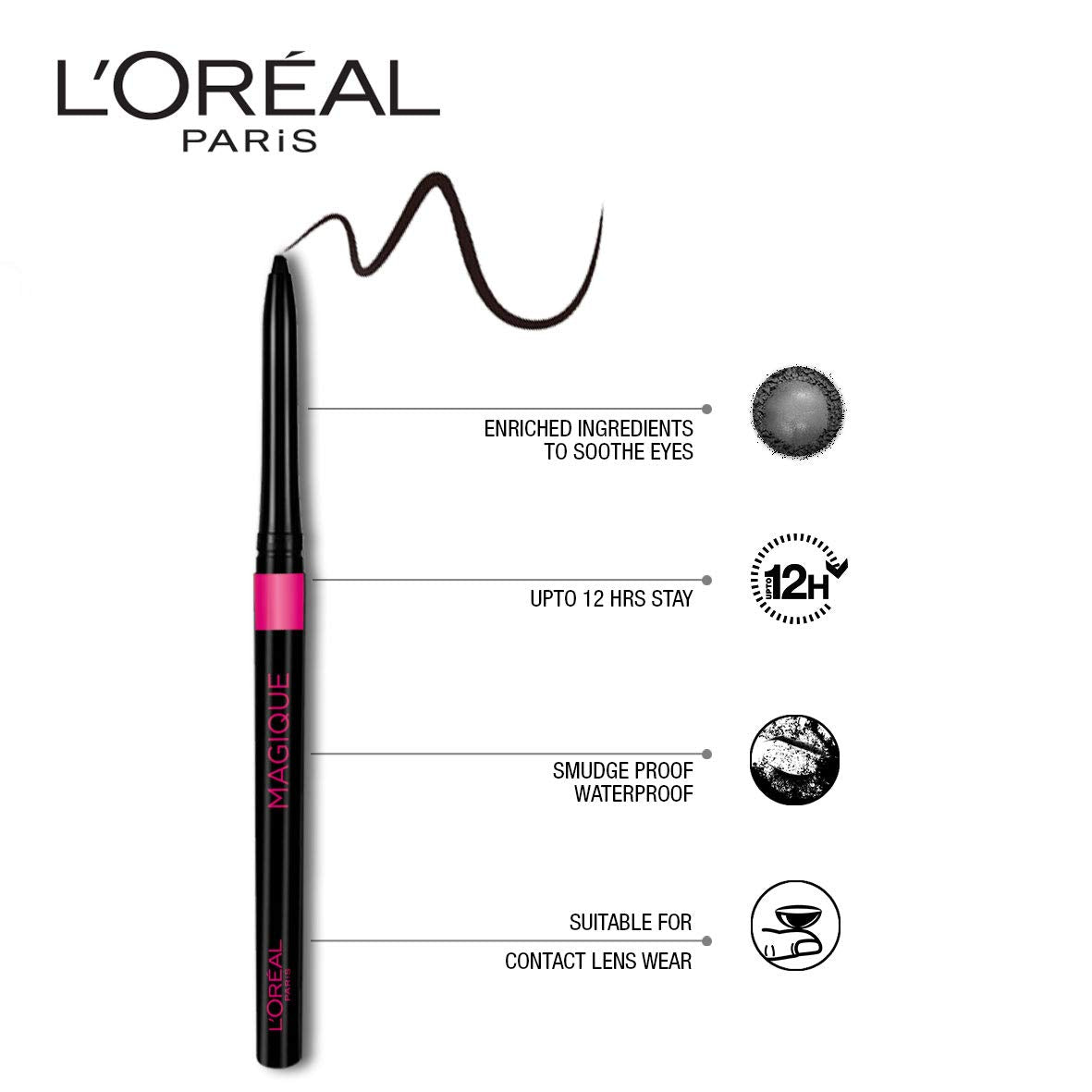 L'Oreal Paris Kajal Magique Matte Finish 0,35G (Black)