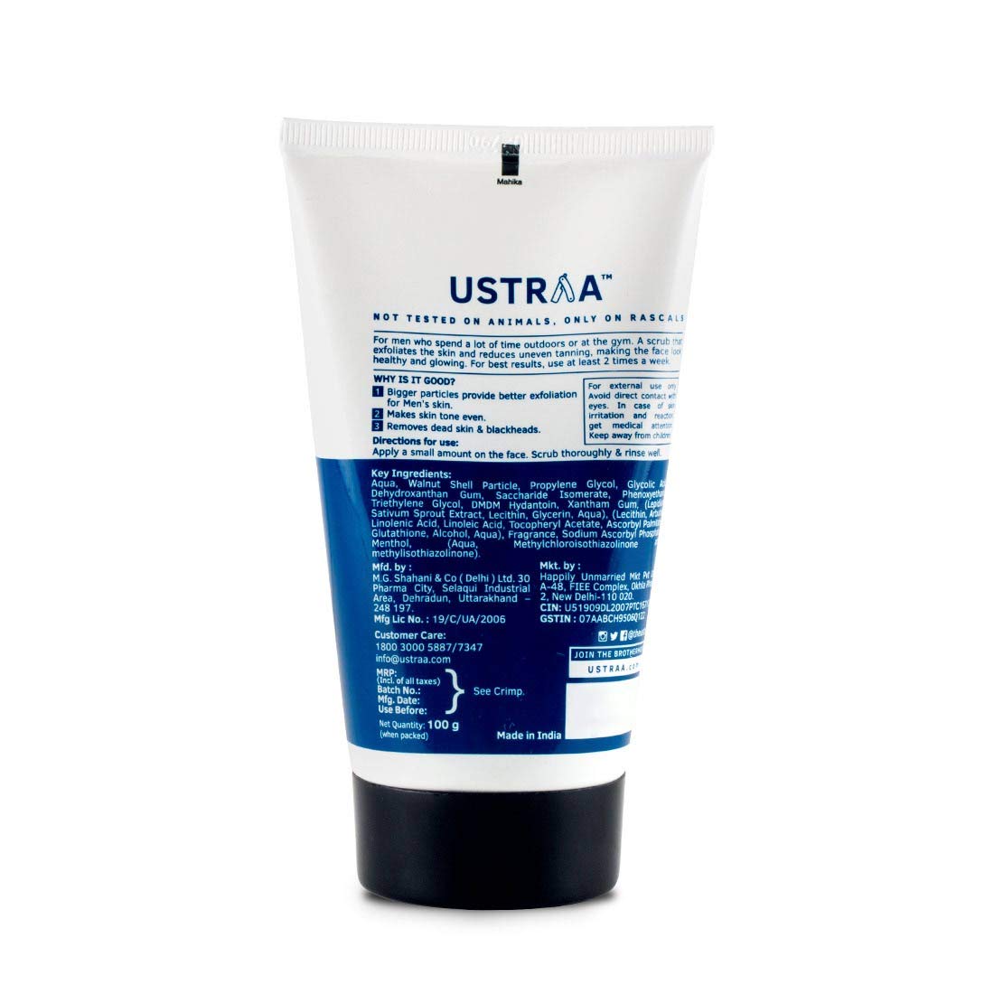 Ustraa Ayurvedic Face Wash Neem & Haldi - 200g | Helps Heal Skin | Skin Brightening & Deep Cleansing & De-Tan Face Scrub for Men, 100g | Exfoliation & Effective Tan Removal | No Sulphates