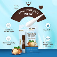 WOW Skin Science Shea Butter Nourishing Lip Balm with Ceramides – Hydrating Lip Balm for Dry, Chapped Lips | Strengthens Lip Skin Barrier | SPF 30 | 4g