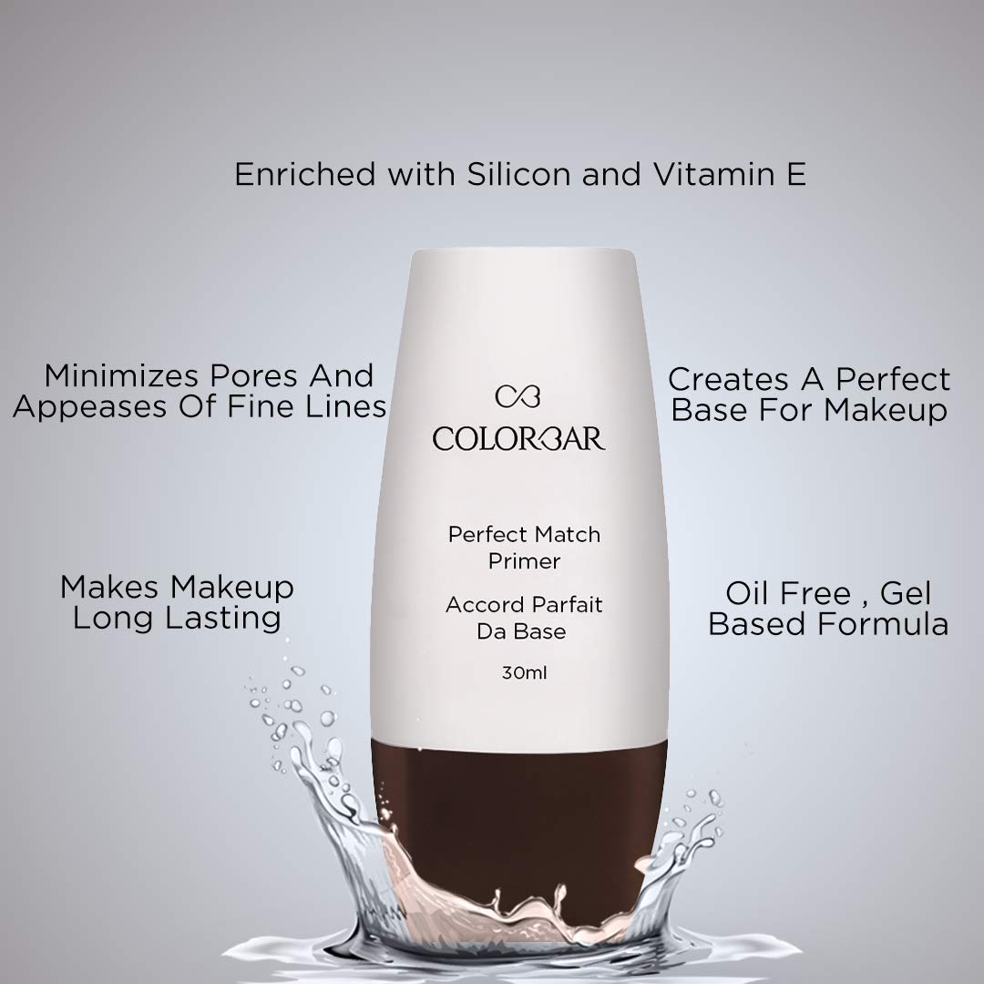 Colorbar Waterproof Liquid Eyeliner, Black, 2.5Ml And Colorbar New Perfect Match Primer, 30Ml, Satin
