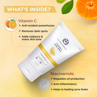 The Man Company Skin Brightening Vitamin C Face Wash - 100ml | Oil-Free Look & Instant Glow | Evens Skin Tone | Goodness of Turmeric & Niacinamide I Paraben & SLS Free