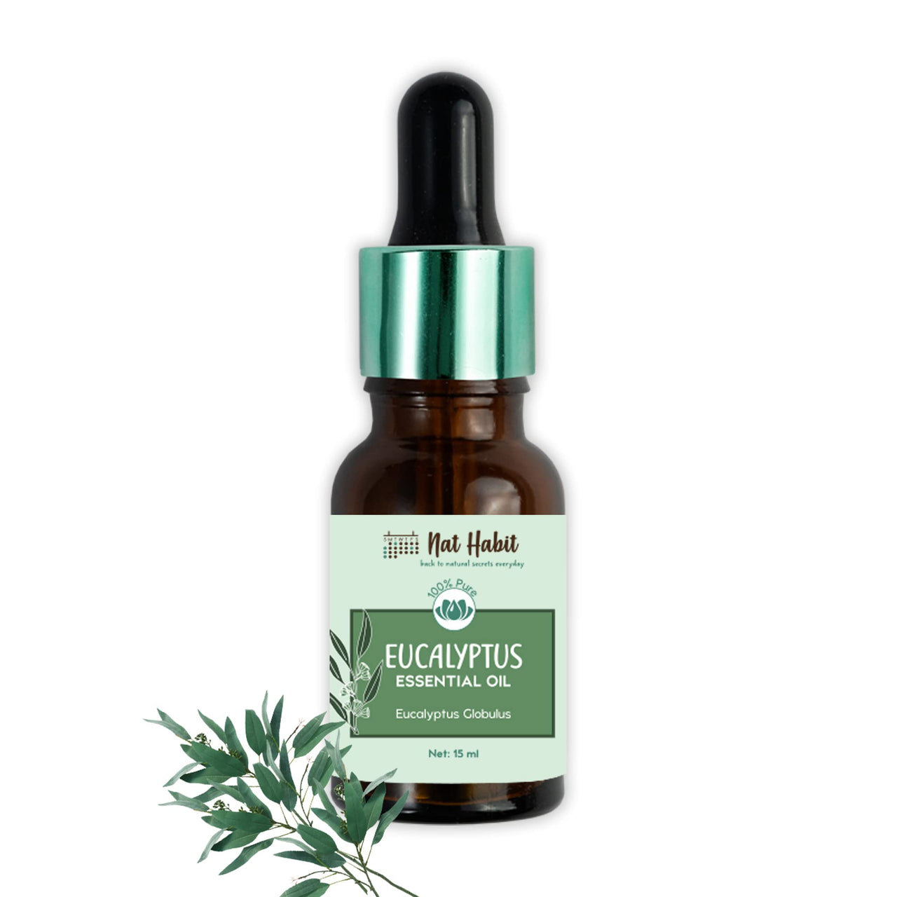 Nat Habit 100% Pure Eucalyptus Essential Oil With Eucalyptus globulus For Hair & skin, Natural & Therapeutic Grade - 15 ml (Pack of 1)