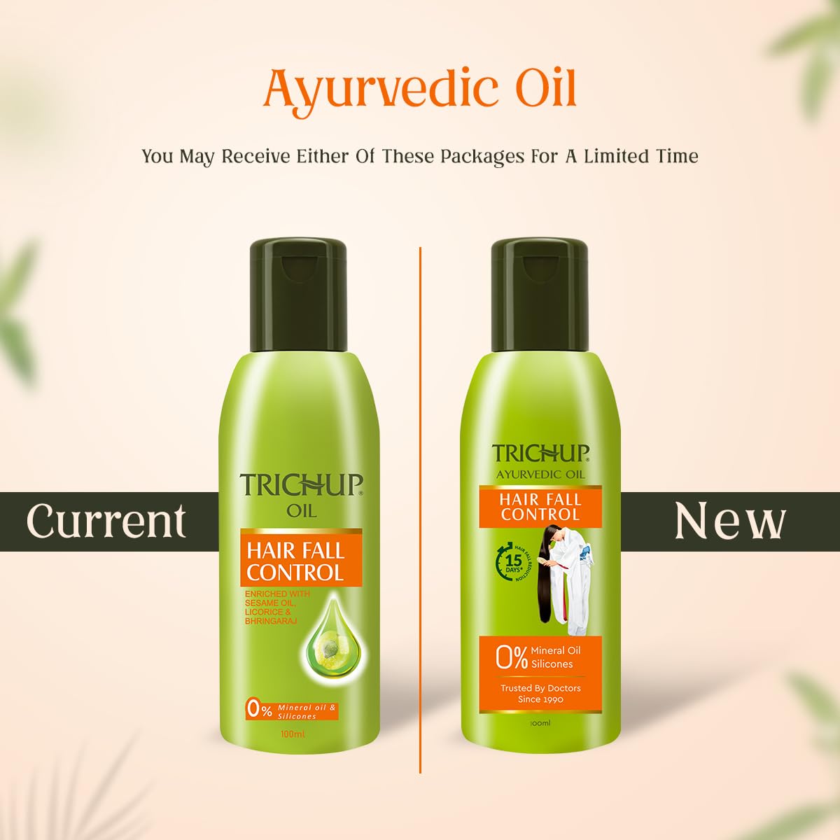Trichup Ayurvedic Hair Fall Control Oil | No Mineral & Paraben- Pack of 3 x 100ml