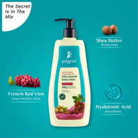 Pilgrim French Red Vine & Hyaluronic Acid Ultra Smooth Body Lotion 400ml | 48H Moisturization | Body lotion for dry skin | Body lotion for winter | Infused With Shea Butter | For All Skin Types