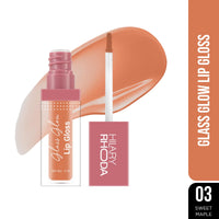 Hilary Rhoda Glass Glow Lip Gloss | Nourishing & Hydrating Lip Gloss | Sheer Coverage | High Shine | Juicy & Plump Lips | Glides on Smoothly | 5ml (Sweet Maple - Shade 03)