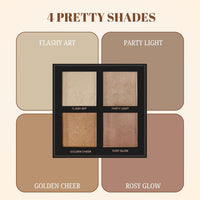 Lakyou Beauty Splendid Highlighter Palette | 4 Natural Shades | Highly pigmented | Easily Blendable | Melts Into Skin | 18g