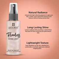 Lakyou Beauty Flawless Shine Light Micro Setting Mist 100ml | Smooths | Hydrates | Locks Makeup All Day