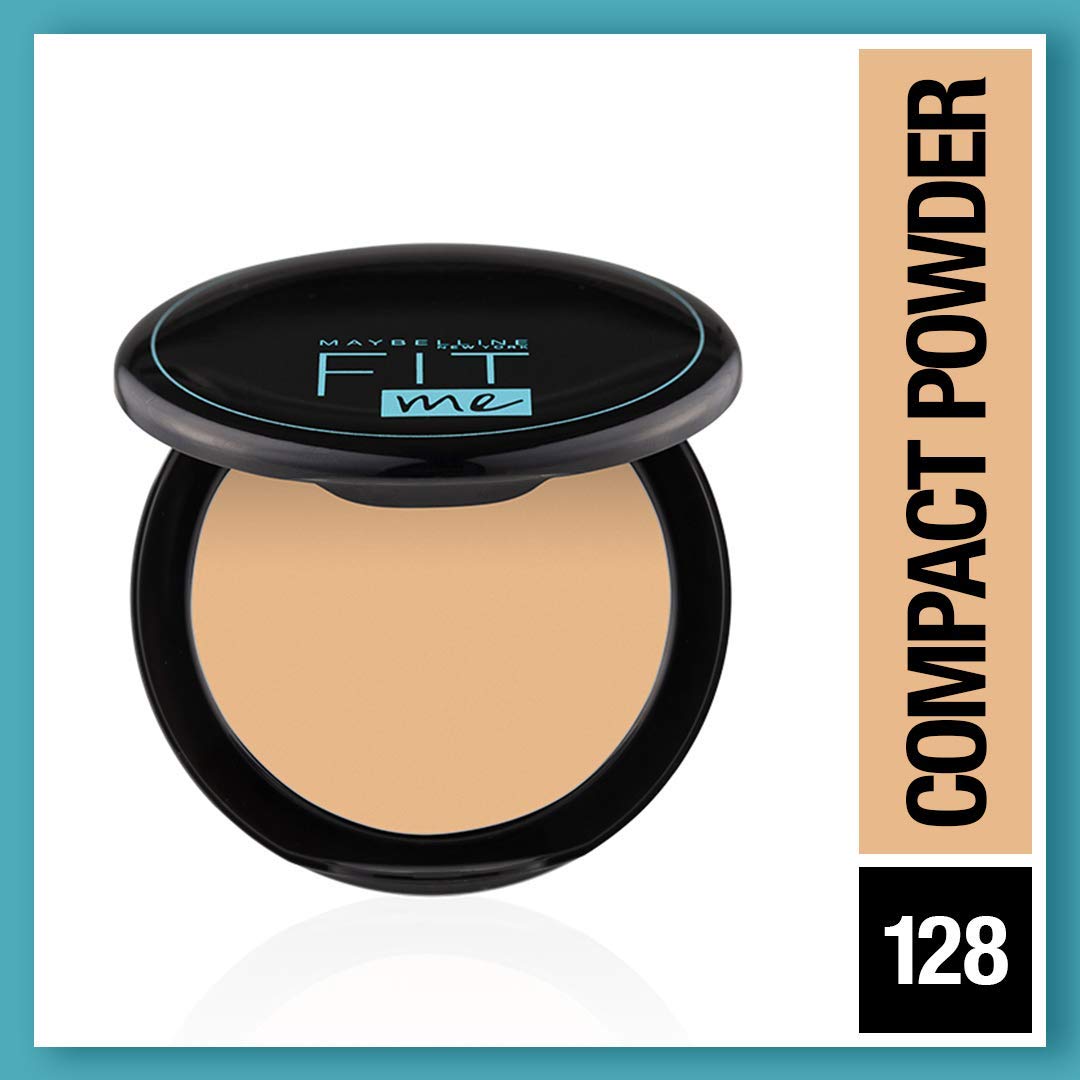 Maybelline New York Liquid Foundation + Compact Powder For All Skin Types, Matte & Poreless Finish, Ultra Blendable And Lightweight, Fit Me, 128 Warm Nude, 80 Gram, Cream