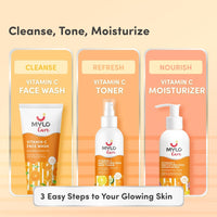 Mylo Care Vitamin C Facial Kit (Face Wash - 100ml, Mist Toner - 200ml and Moisturizer - 100g) - 3 -in-1 Natural Face Care Kit for Women - Paraben & Alcohol free Facial Kit for All Skin Types