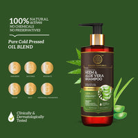 Khadi Natural Neem & Aloevera Shampoo | Shampoo for Hair Growth | Paraben & Artificial fragrance free | Suitable for All Hair Types | Powered Botanics | 310 ml