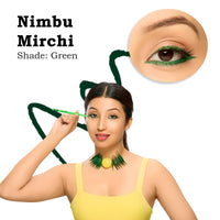 Clumsy Cat Eyes Kajal Pencil for Women - Enriched with Almond Oil & Vitamin E | Long Lasting, Smudge Proof & Waterproof | Smooth & Soft | Use as Kajal or Eyeliner - Nimbu Mirchi (Green)
