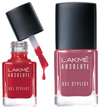 Lakmé Absolute Gel Stylist Vintage Romance & Lakmé Absolute Gel Stylist Nail Color, Scarlet Red, 12 ml