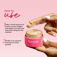 Rivona Naturals Deep Bright Pink Face Cream | Tinted Moisturizer | Long-Lasting Hydration | Light makeup look | Vegan | Niacinamide & Mulberry Extracts | All Skin Type | Glowy, Glass Skin | 50 gm ( Deep shade)