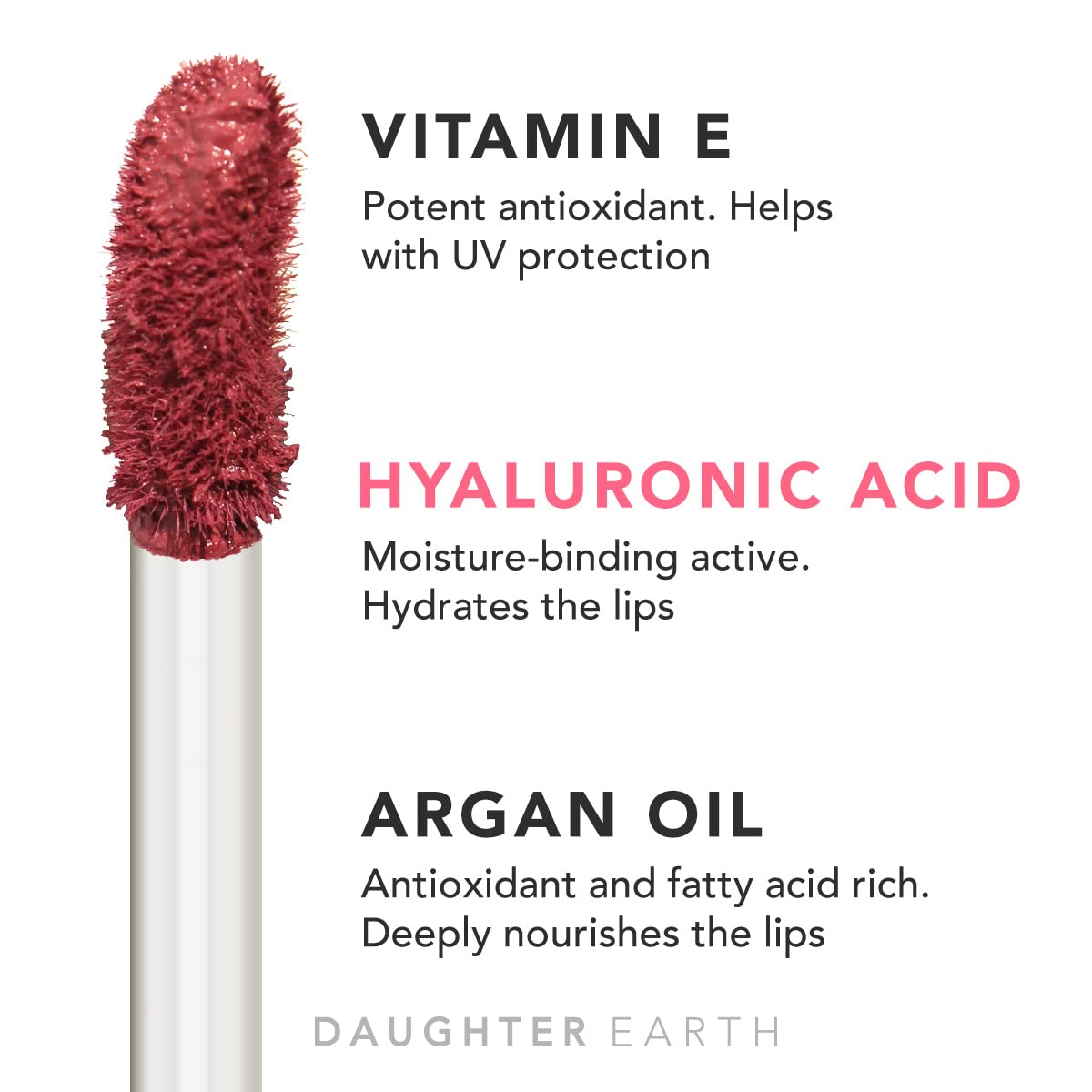 DAUGHTER EARTH Liquid Lipstick With Vitamin E & Hyaluronic Acid | Vegan Highly Pigmented Lip Color | Long Lasting Matte Smudge Proof Lip Stick For Moisturised Hydrating Lips - One Hot Mess | 5ml