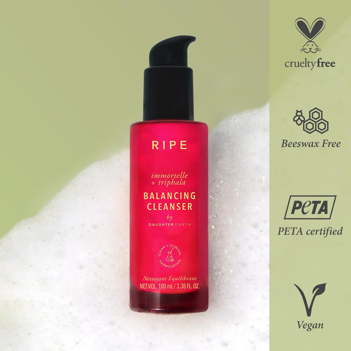 RIPE - Immortelle + Triphala Balancing Cleanser | Collagen Supporting Face Wash with Hormonal Skin Saviours | Helps in Skin Hydration & Rejuvenation | Keeps your Skin Calm | 100 ml by Daughter Earth