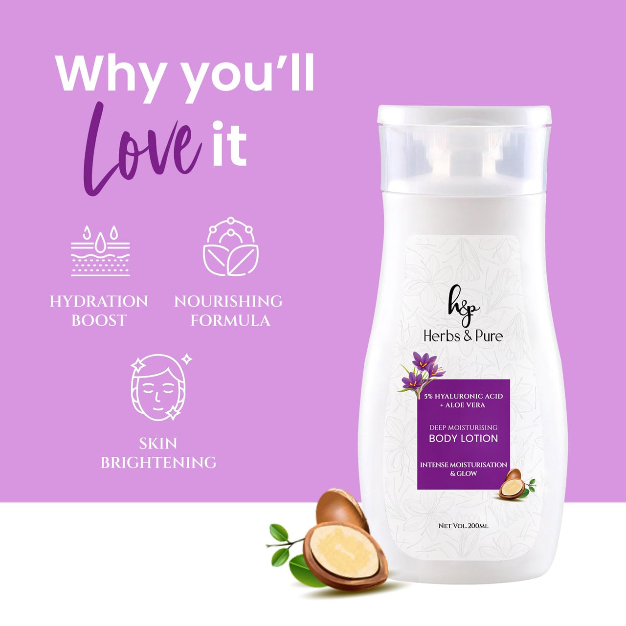 Herbs and Pure Deep Moisturising Body Lotion Spf 20, Kesar Oil And Shea Butter For, Intance Moisturisation & Skin Purifying Cucumber Face Toner For Refreshing, Free For Toxins, 300 Ml, Pack Of 2
