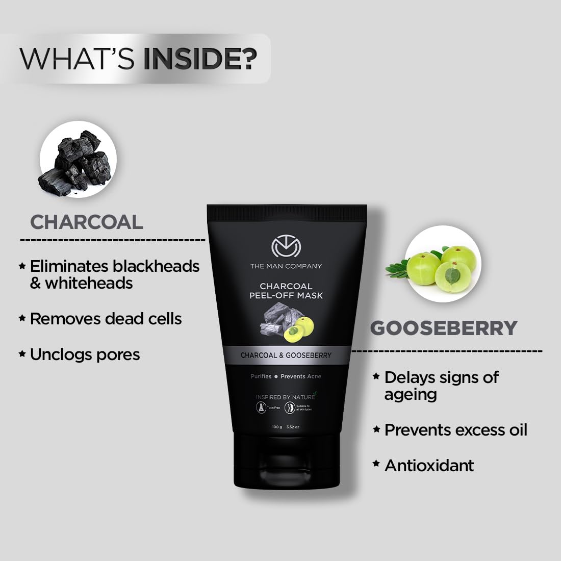The Man Company Face Cleanser Kit (Charcoal Peel Off+ Charcoal face wash + Charcoal Scrub) - Pack of 3