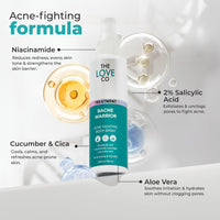 THE LOVE CO. Back Acne Spray | 02% Salicylic Acid & 5% Niacinamide | Fast-Acting Body Acne Solution | Spray for Bacne, Chest, & Shoulder Acne | Clears Pores & Reduces Breakouts | 100ml