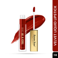 Seven Seas Touch N Try Velvet Liquid Lipstick | Matte Finish | One Swipe Application | Non Transfer | Water Proof | Liquid Lipstick for Women | Long Lasting Stay Up to 8 Hours (18, 4ML)
