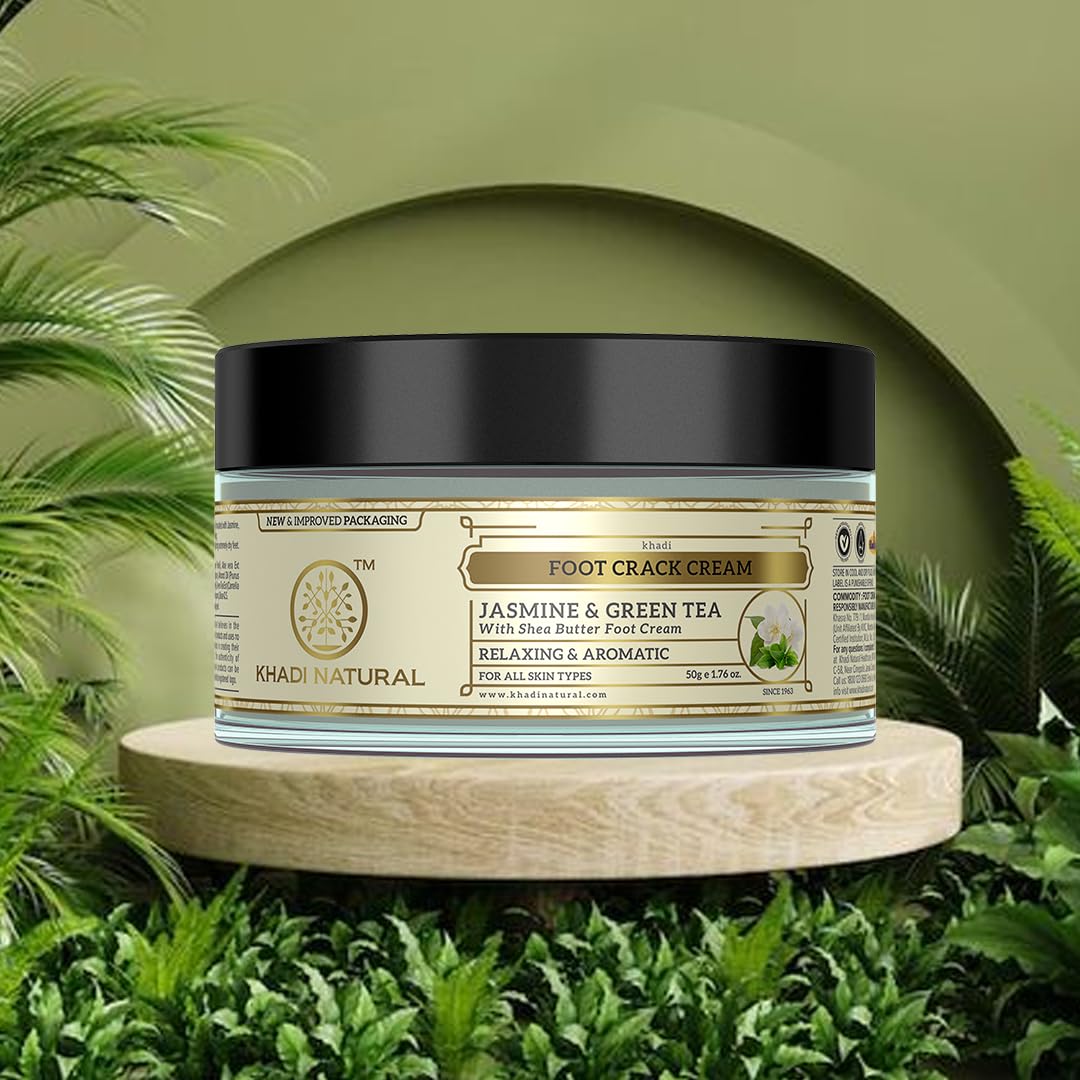 Khadi Natural Jasmine and Green Tea Herbal Foot Crack Cream| For Cracked Heels|Moisturizes dry feet | Antiseptic Properties that treat foot problems| 50g