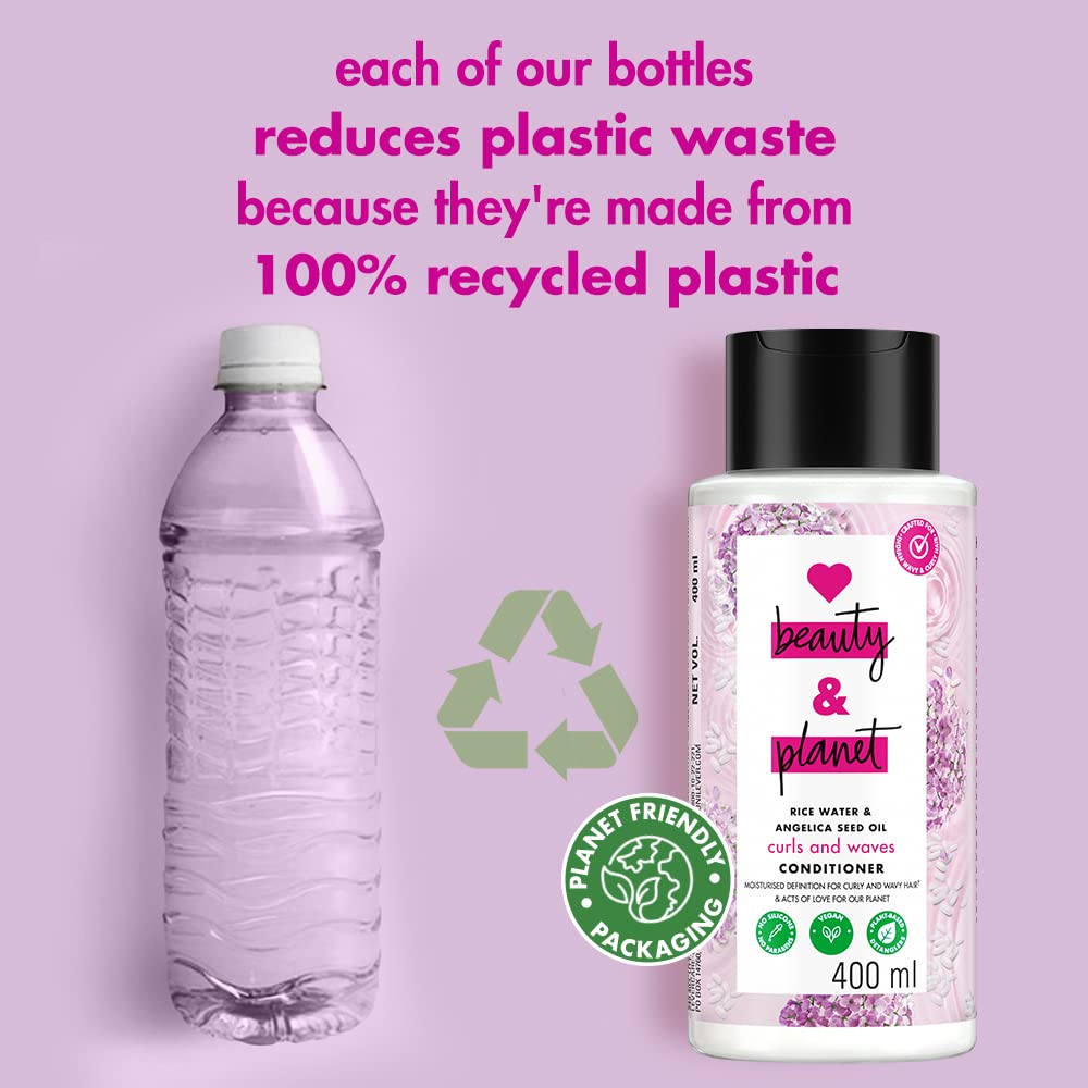 Love Beauty & Planet Rice Water Conditioner With Angelica Seed Oil For Frizz-Free Curly And Wavy Hair|No Sulfates,Paraben,Silicones|400 Millilitre - Angelica Seed Oil