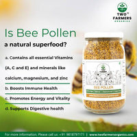 Two Farmers Organics Bee Pollen 100% Raw & Unprocessed – Natural Plant-Based Protein – 100g (Glass Jar)