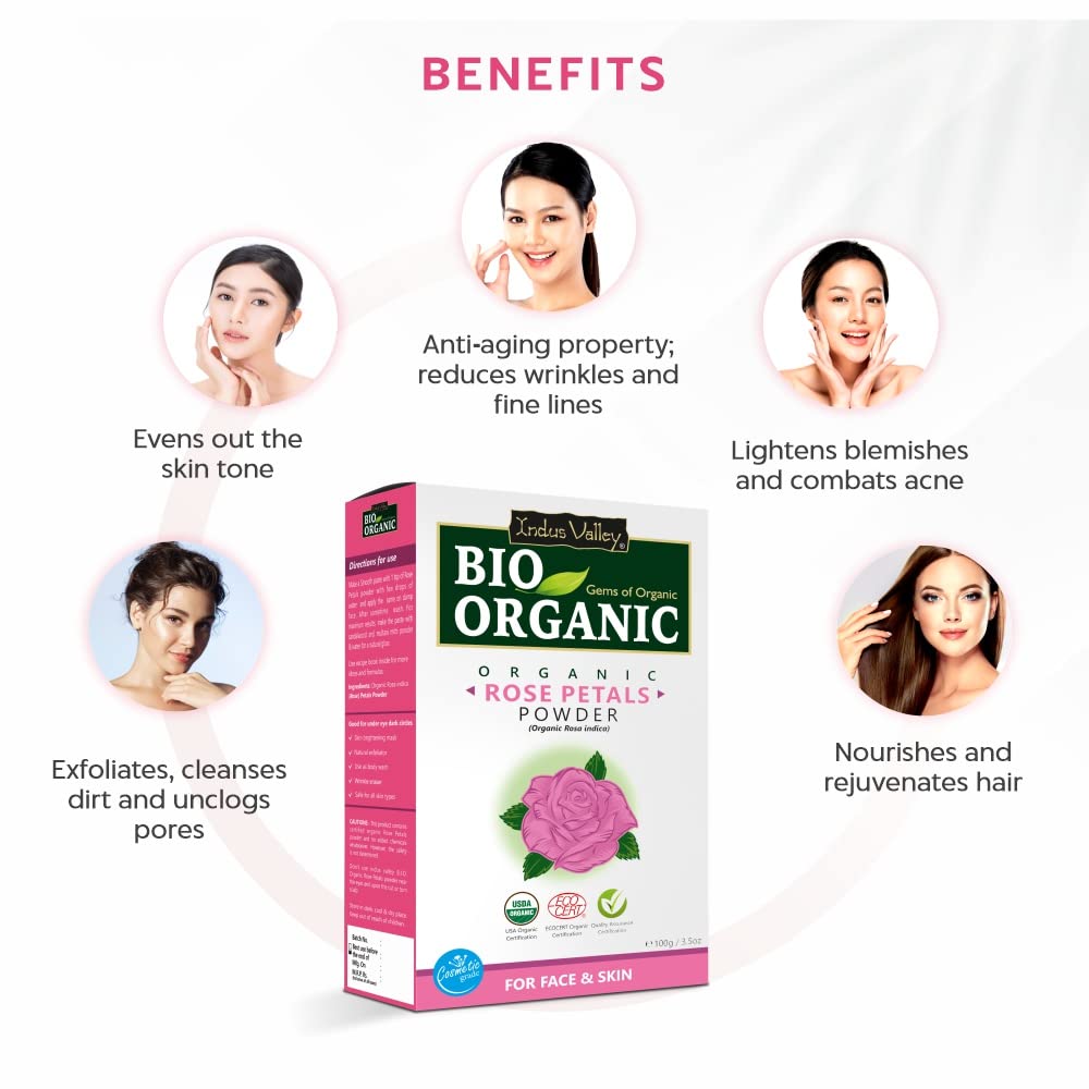 INDUS VALLEY Organic (Sandalwood Face Pack + Orange | Citrus aurantium & Rose Powder | Rosa indica) - 200+100+100=400g