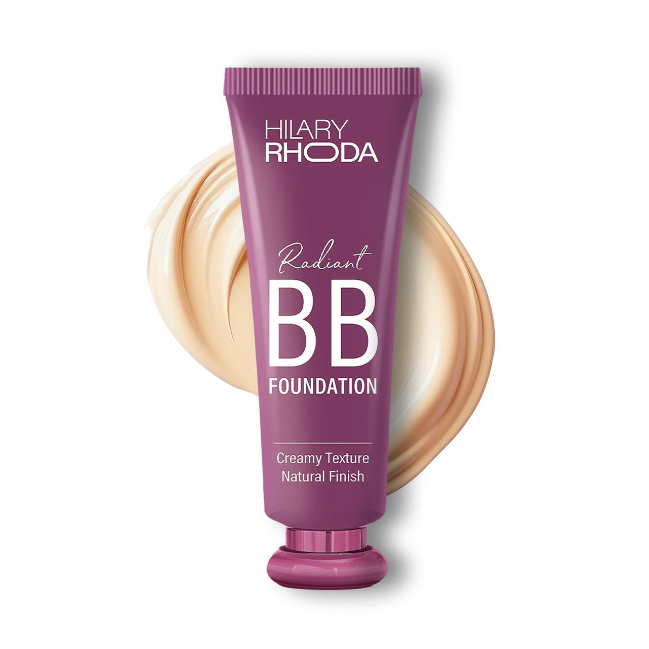 Hilary Rhoda Radiant BB Foundation | Ultra-Creamy & Lightweight Formula | 9 to 5 Stay | Hides Blemishes & Dark Spots | Blends Easily | BB Cream | Dewy Finish | 60g (Beige| Shade 02)