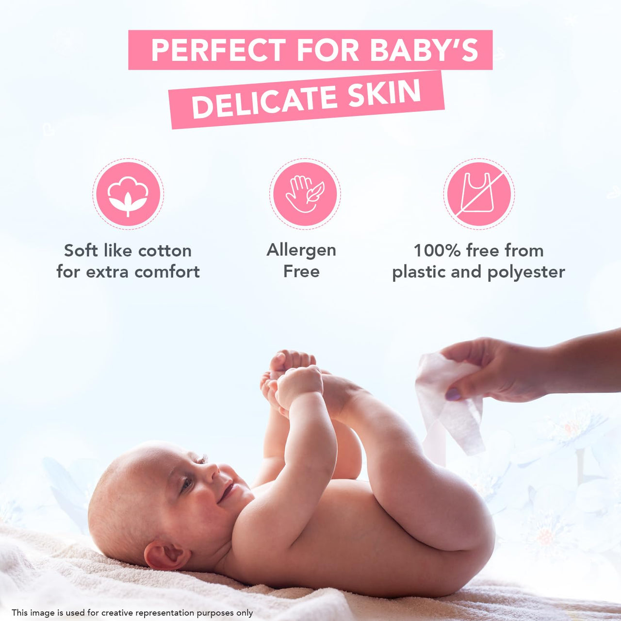 The Moms Co Rash Free Baby Wet Wipes, 99% pure water, 100% plant-based with Aloe Vera, Calendula, Eucalyptus Oil & Vitamin E | Anti-bacterial, Allergen Free & Non-Irritating - Pack of 2