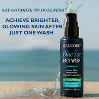 Mancode Blue Sea Face Wash-100ml | Instant Glow & Refreshing Feel | Reduces Pimples & Acne | Enriched with Ocean Essence | Paraben-Free, Gentle Formula for All Skin Types | Deep Cleansing