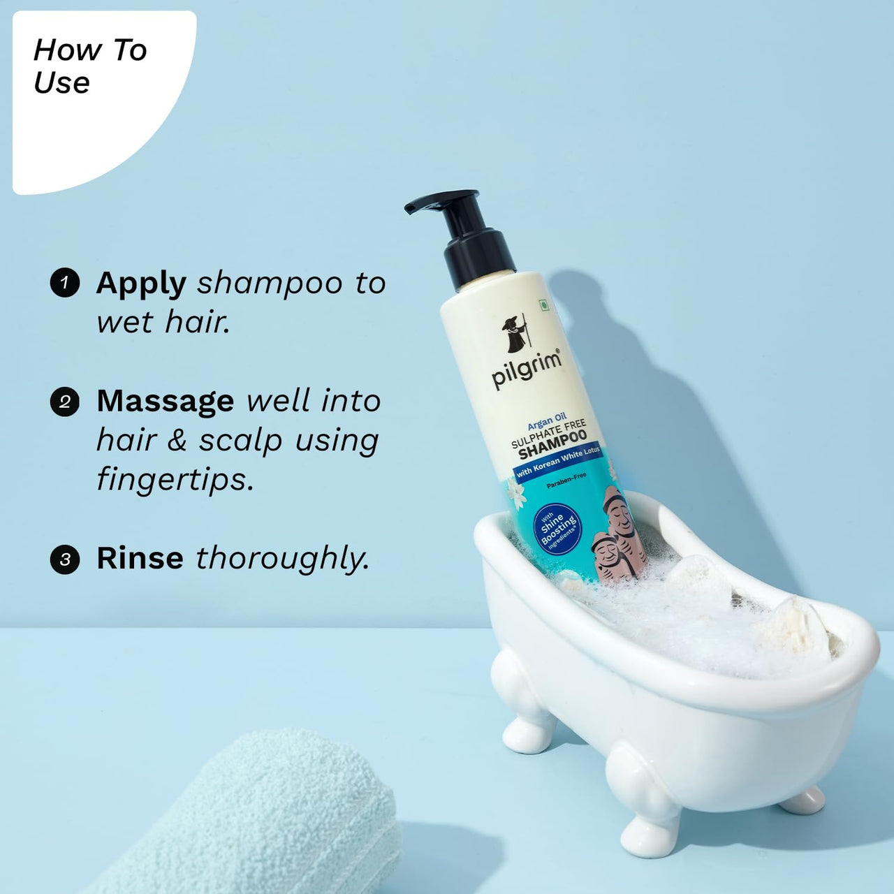 Pilgrim Mild Sulphate Free Shampoo (Argan Oil) For Dry Frizzy Hair, Men and Women, No Sulphate No Paraben, Korean Beauty Secrets (Shampoo), 200ml