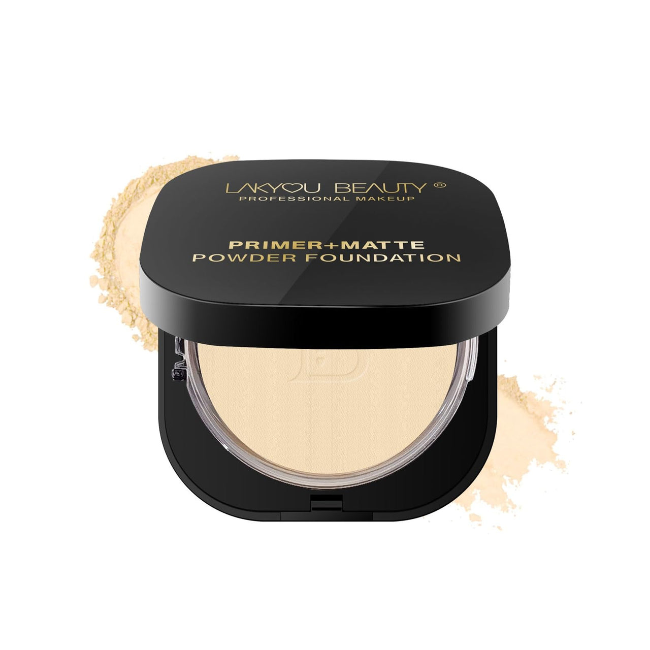 Lakyou Beauty Primer + Matte Compact Powder Foundation 15g, Shade-01 (White Ivory) | All-in-One Primer & Foundation | Lightweight Matte Finish | Long-Lasting | Oil-Control