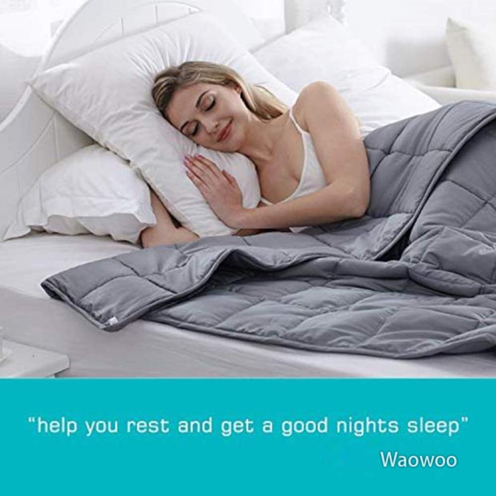 Waowoo Weighted Blanket (12lbs 48"x72") for Adults Kids Deeper Sleep, Premium Material with Glass Beads (Inner Layer Dark Grey) 48"x72" 12.0 Pounds
