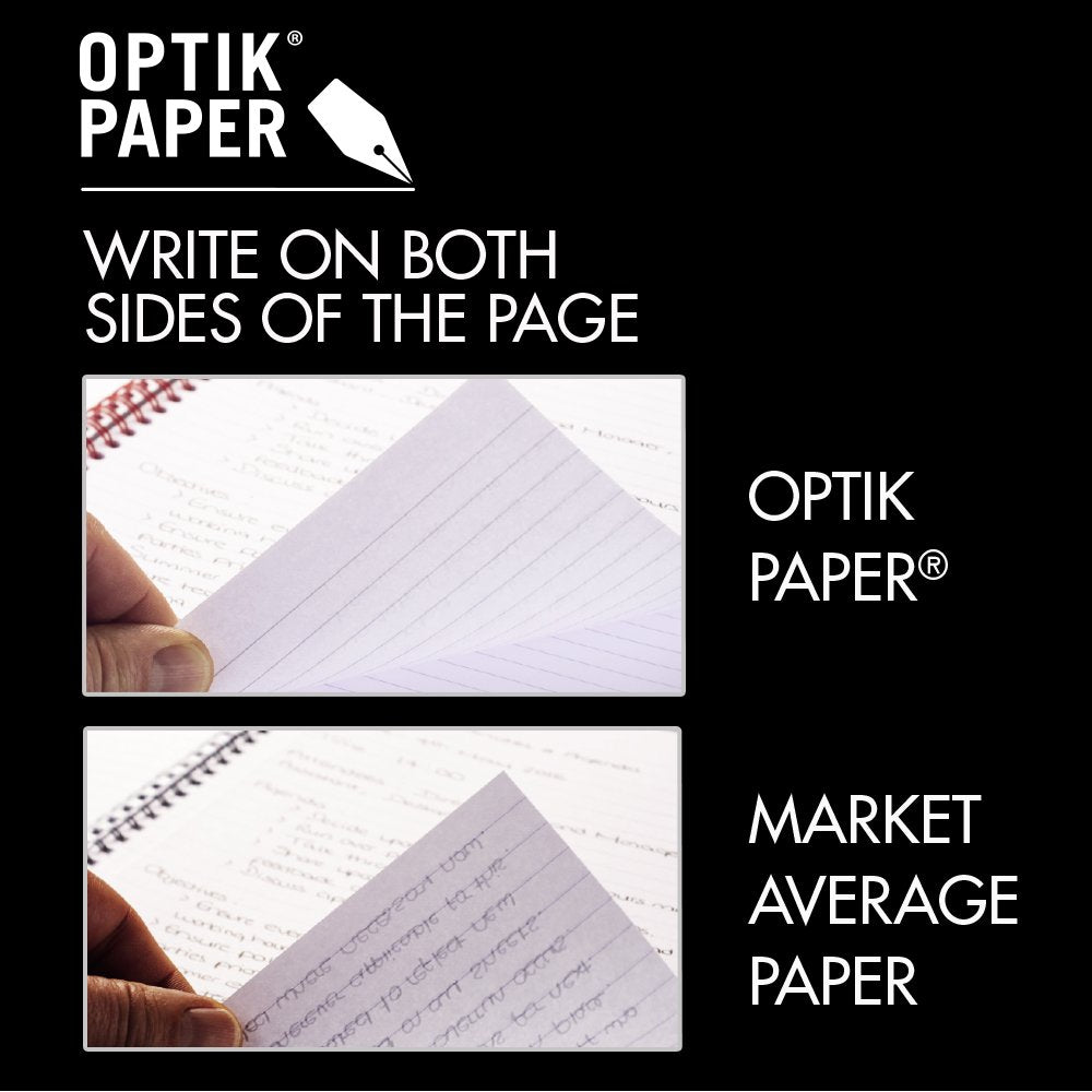 Black n' Red Notebook, Business Journal, 11" x 8", 70 Sheets, Ruled, Optik Paper, Scribzee App, Flexible Poly Cover, Wirebound, Black (K67030) 1 Count 11" x 8"