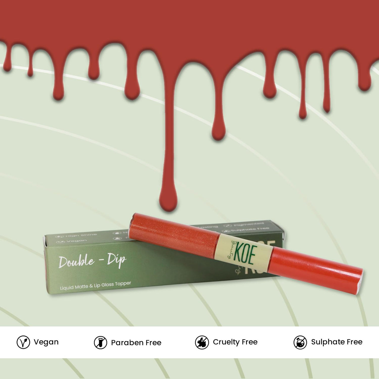 Koe Beauty Double Dip | Cherry Berry & Glaze | Bold Cherry Red Matte Lipstick (2ml) Plus Soft Shimmer Lip Topper (2ml) | Perfect Balance of Color & Shine