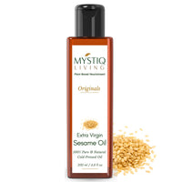 Mystiq Living Extra Virgin Sesame Oil for Hair, Skin, Massage - 200 ML | (Til/Gingelly) Cold Pressed, 100% Pure and Natural