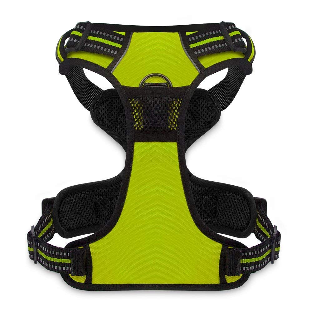 Dog Harness Dual Leash Attachment No-Pull Control Adjustable Soft But Strong Pet Harness For Medium And Large Dogs With 3M Reflective Technology - Lime Green, M (Chest: 20 - 25") M (Chest: 20 - 25") Harness (Lime Green Nylon)