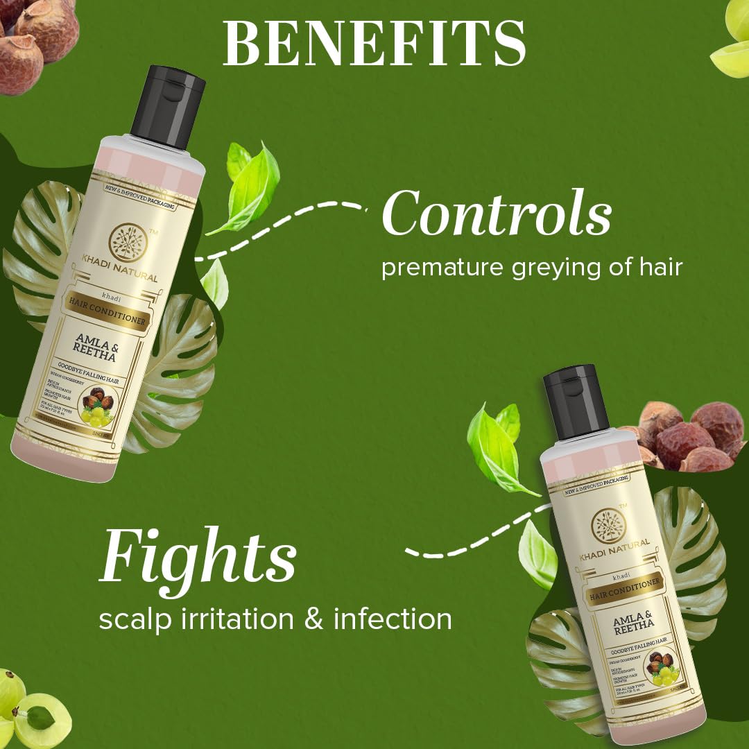 Khadi Natural Amla and Reetha Hair Conditioner 420ml, Pack of 2, Anti-Hair Fall, For Promoting Hair Growth, Suitable for All Hair Types