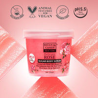 Bryan & Candy Sugar Body Scrub PH 5.5 For Tan Removal & Exfoliation | For Women & Men | 250g (Delicate Rose)