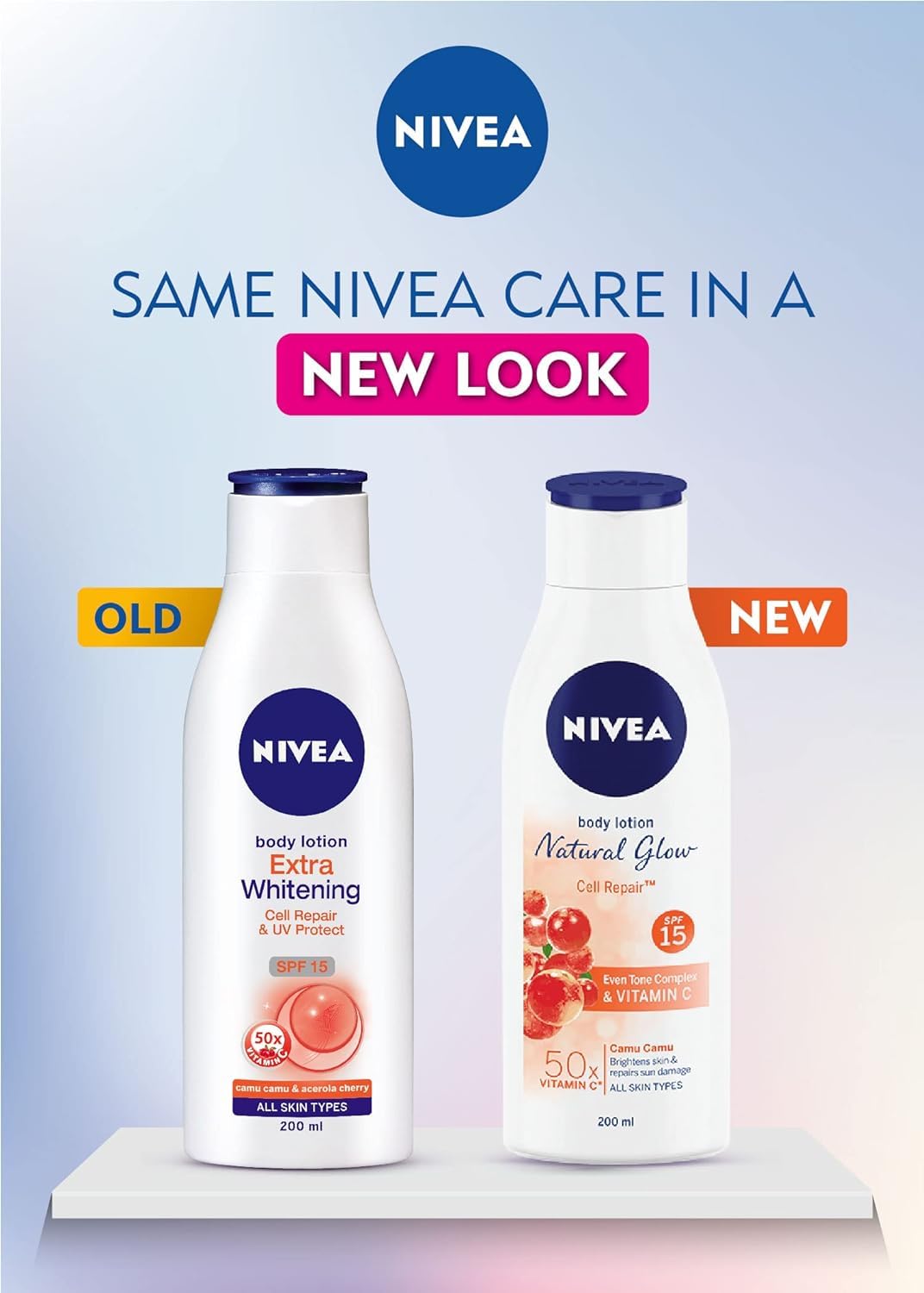 NIVEA Natural Glow Even Tone 400ml Body Lotion | 40 X Vitamin C & UV Protect for Summer Protection and Hydration |With Camu Camu & Acerola Cherry Extracts | For All Skin Types