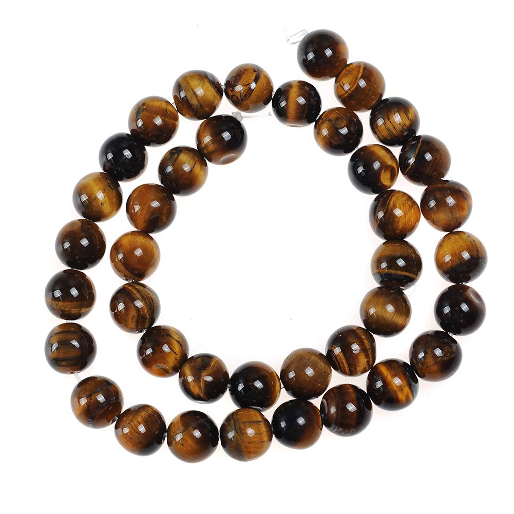 Natural Stone Beads 10mm Yellow Tiger Eye Gemstone Round Loose Beads Crystal Energy Stone Healing Power for Jewelry Making DIY,1 Strand 15"