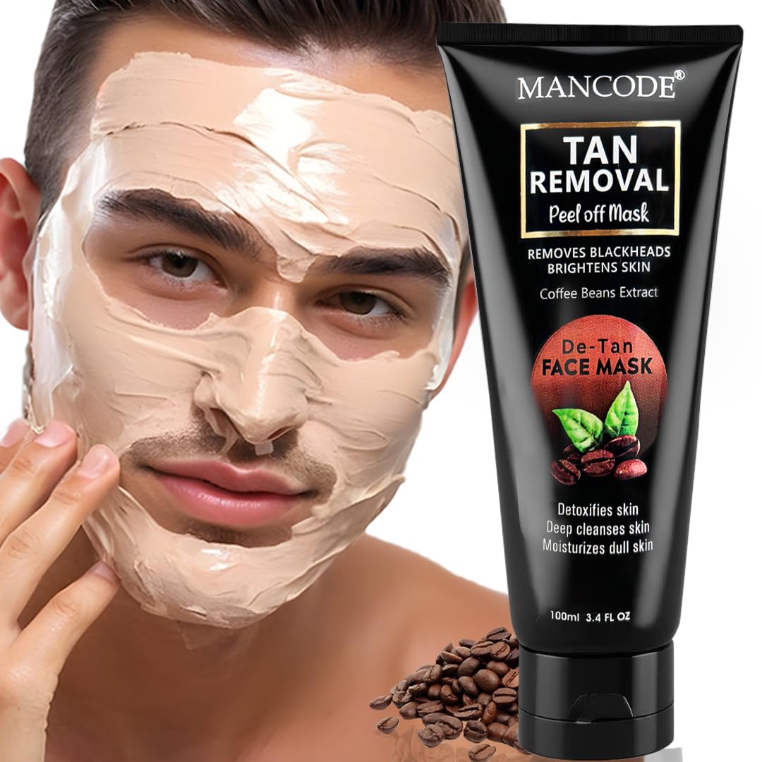Mancode De-Tan Removal Peel off Face Mask for Men and Women 100ml | Deep Cleansing Exfoliator, Defeat Blackheads & Whiteheads, Glowing White & Brighten Skin