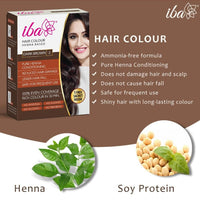 Iba Hair Colour for Women - Dark Brown, 70g (Pack of 2) | 100% Pure Henna Based Powder Sachet | Natural Hair Colour & Long Lasting with Conditioning Formula| Reduced Hair Fall & Hair Damage | Shine & Nourish Hair | Free from Ammonia and Other Harmful Chem