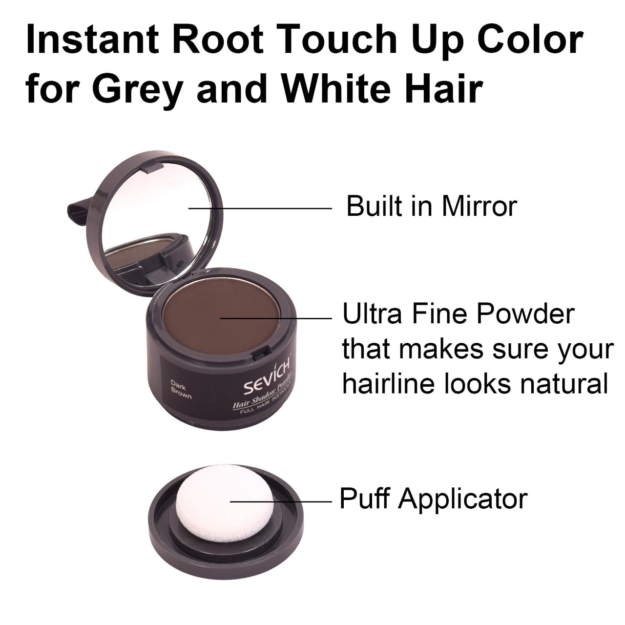 OCEANEVO Hairline Powder For Men And Women, Instant Root Touch Up Color For Grey And White Hair Coverage, Hair Concealer - 4 Grams - Dark Brown