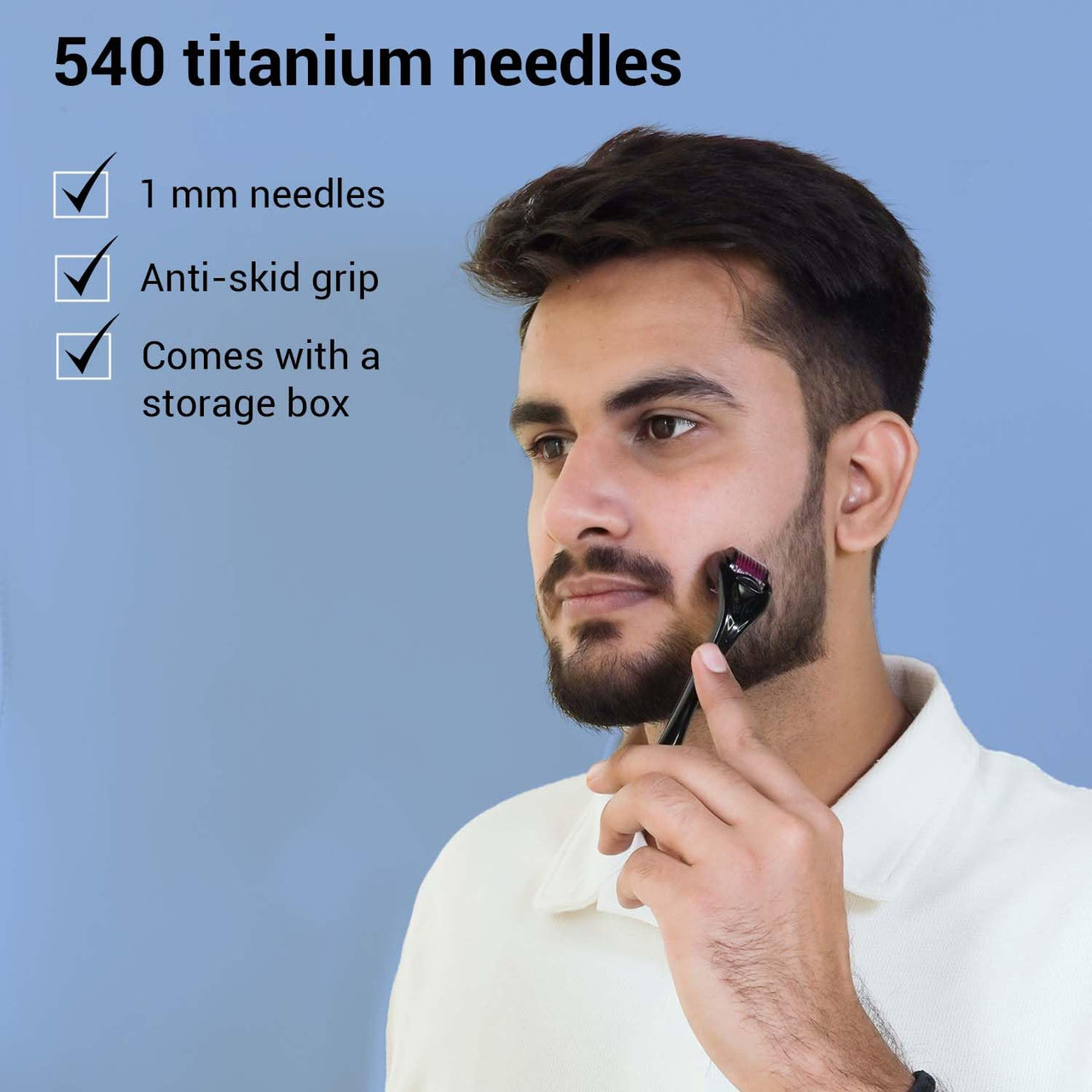 Sotrue Derma Roller For Hair Growth 1 mm with 540 Titanium Needles and Beardhood Hair Volumizing Powder Wax 20g