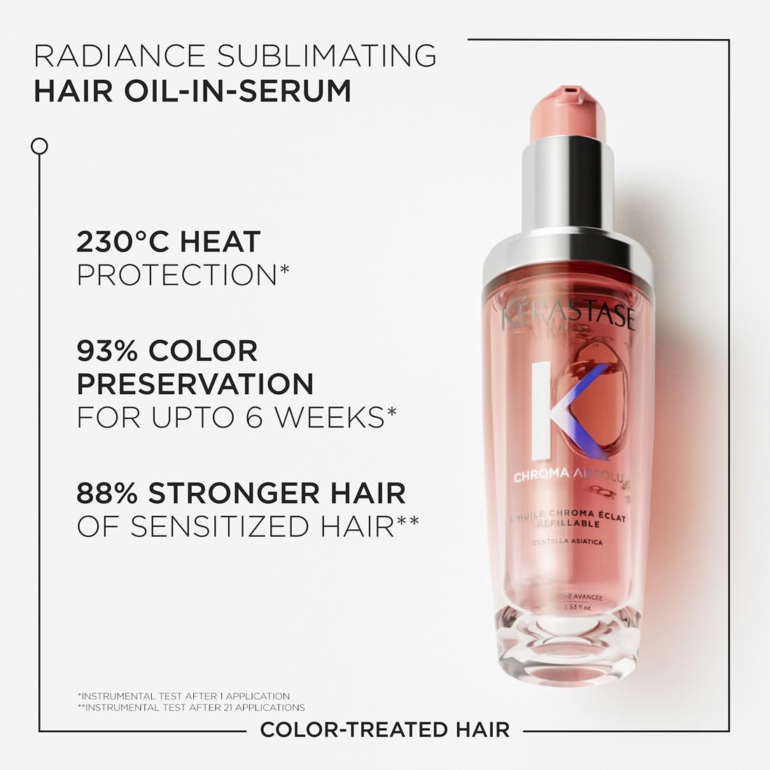 Kérastase Chroma Absolu Hair Oil-In-Serum For Colour Treated Hair | 93% Colour Preservation | Enriched With Centelle Asiatica | Providing Long-Lasting Protection and Smoothness.75ml