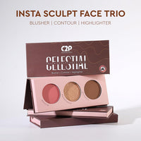 C2P Pro Celestial 3-in-1 Face Palette for Makeup | Matte Bronzer, Highlighter & Blush | Cream-Based Blusher for Cheeks | Lightweight & Long-Lasting | Vegan & Cruelty-Free (12g, Back to L.A.)
