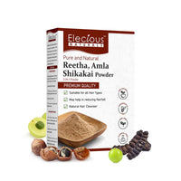 Elecious Pure Amla, Reetha, Shikakai Powder for Hair | Natural Hair Cleanser | 100% Natural, No Chemical or Preservative | SLS, Paraben-Free | Prevents Hairfall & Dandruff, Boost Hair growth