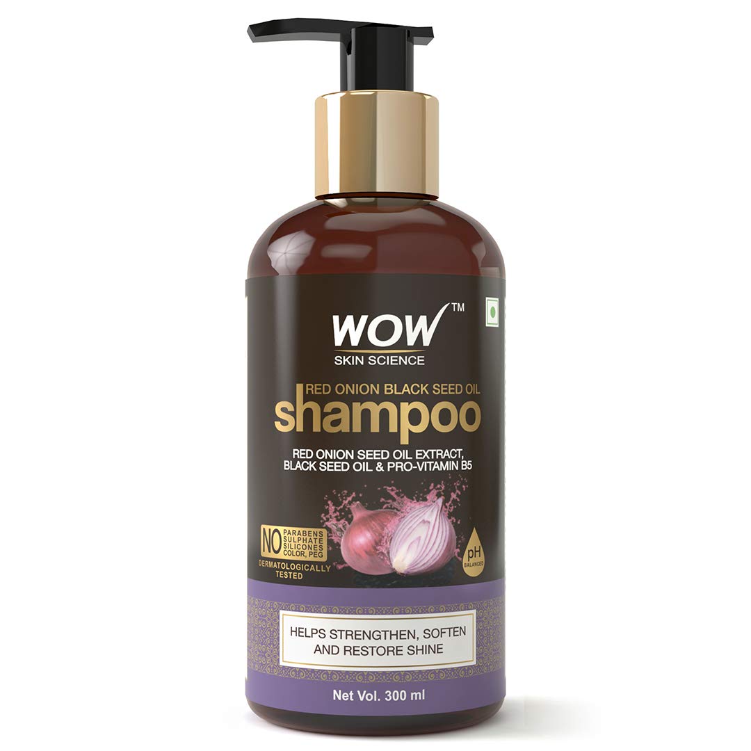 WOW Skin Science||Combo ion Black Seed Oil Shampoo with Red Onion Seed Oil Extract Black Seed Oil & Pro-Vitamin B5 Controls Hair fall Sulphate & Paraben Free For Men & Women - 300ml