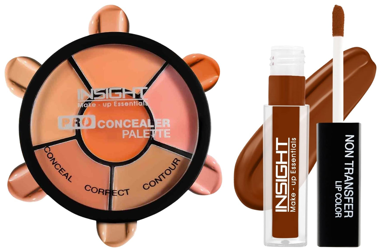 Insight Cosmetics Pro Concealer Palette-ConcealerConceal Correct Contour WaterProof (CR105-Concealer) Non Transfer Lip Color Matte Texture12Hrs Waterproof, 4ml(LG40-01)